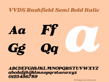 VVDS Rashfield Semi Bold Italic Version 1.000 Font Sample