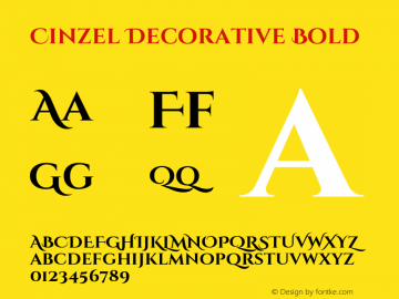 Cinzel Decorative Bold Version 1.001;hotconv 1.0.109;makeotfexe 2.5.65596 Font Sample