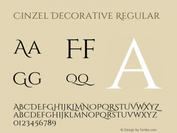 Cinzel Decorative Regular Version 1.001;hotconv 1.0.109;makeotfexe 2.5.65596 Font Sample