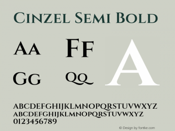 Cinzel Semi Bold Version 1.001;hotconv 1.0.109;makeotfexe 2.5.65596图片样张