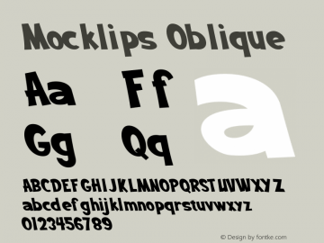 Mocklips Oblique Version 1.00;October 8, 2020;FontCreator 12.0.0.2563 64-bit Font Sample