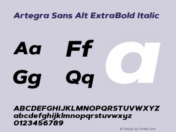 Artegra Sans Alt ExtraBold Italic 1.006 Font Sample