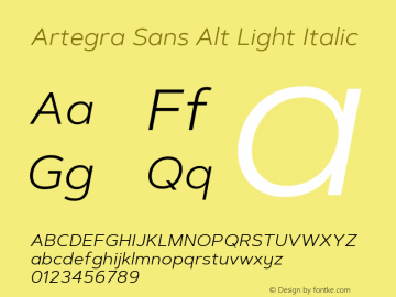 Artegra Sans Alt Light Italic 1.006 Font Sample