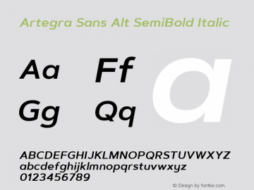 Artegra Sans Alt SemiBold Italic 1.006 Font Sample