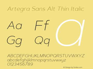 Artegra Sans Alt Thin Italic 1.006图片样张