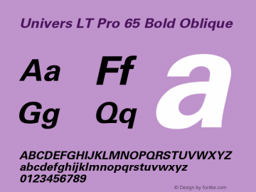 Univers LT Pro 45 Light Bold Italic Version 1.00 Build 1000 Font Sample