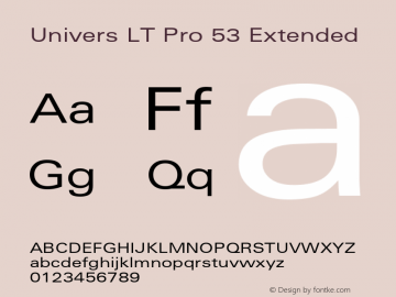 Univers LT Pro 53 Extended Version 1.00 Build 1000 Font Sample