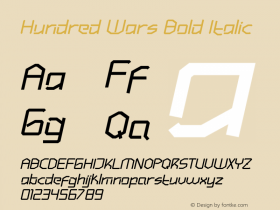 Hundred Wars Bold Italic Version 1.002;Fontself Maker 3.5.1图片样张