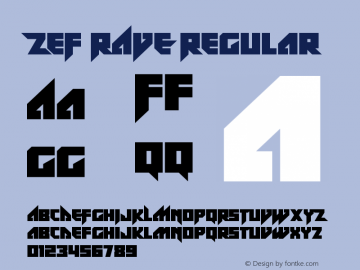 ZeF RAVE Version 1.00;January 8, 2021;FontCreator 12.0.0.2567 64-bit图片样张