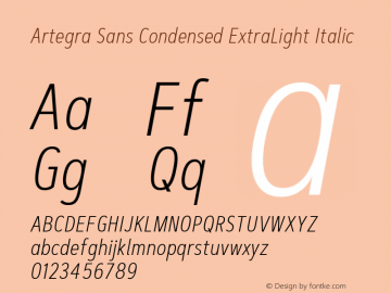 Artegra Sans Condensed ExtraLight Italic 1.006图片样张