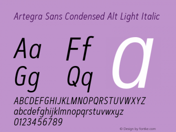 Artegra Sans Condensed Alt Light Italic 1.006 Font Sample