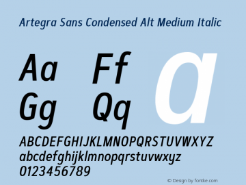 Artegra Sans Condensed Alt Medium Italic 1.006 Font Sample