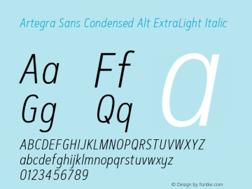 Artegra Sans Condensed Alt ExtraLight Italic 1.006图片样张