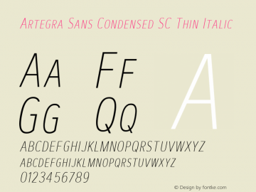 Artegra Sans Condensed SC Thin Italic 1.006 Font Sample