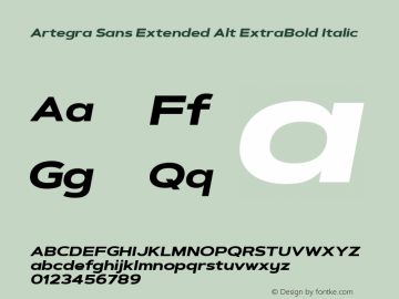 Artegra Sans Extended Alt ExtraBold Italic 1.006 Font Sample