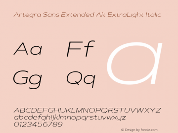 Artegra Sans Extended Alt ExtraLight Italic 1.006 Font Sample