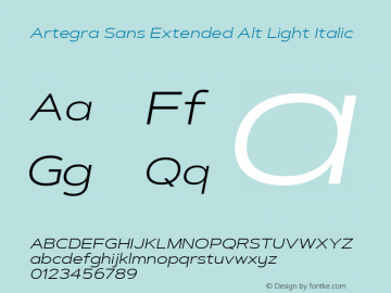 Artegra Sans Extended Alt Light Italic 1.006 Font Sample