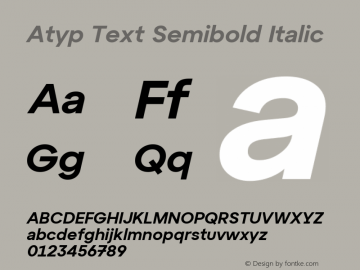 Atyp Text Semibold Italic 1.000 Font Sample