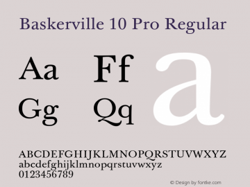 Baskerville 10 Pro 001.000 Font Sample
