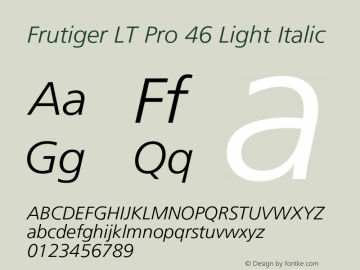 FrutigerLTPro-LightItalic Version 1.000;PS 001.000;hotconv 1.0.38 Font Sample