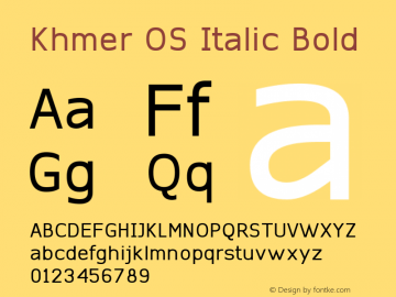 Khmer OS Italic Bold Version 1.60 2004 Font Sample