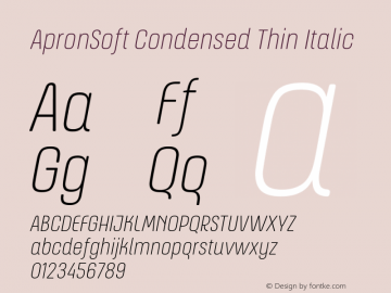 ApronSoft Condensed Thin Italic 1.000 Font Sample