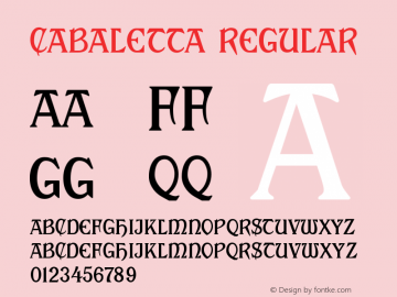 Cabaletta Regular Macromedia Fontographer 4.1.3 12/18/01 Font Sample