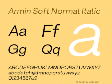 Armin Soft Normal Italic 1.001 Font Sample