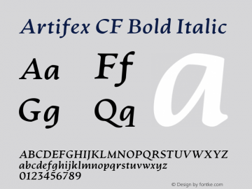 Artifex CF Bold Italic 1.400 Font Sample