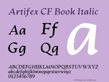 Artifex CF Book Italic 1.400 Font Sample