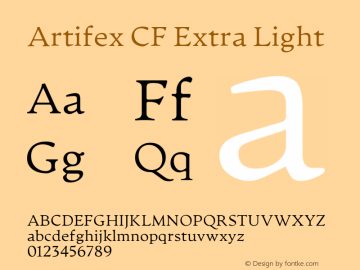 Artifex CF Extra Light 1.400 Font Sample