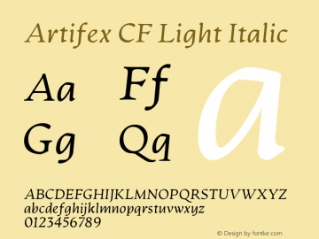 Artifex CF Light Italic 1.400 Font Sample