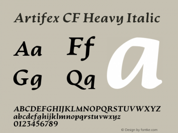 Artifex CF Heavy Italic 1.400 Font Sample