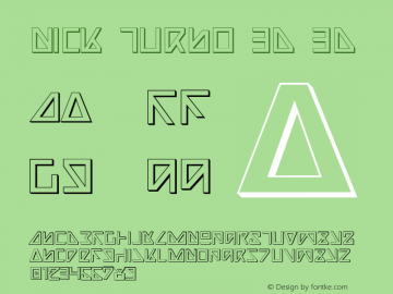 Nick Turbo 3D 3D 1 Font Sample