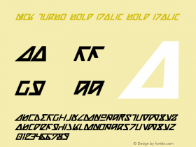 Nick Turbo Bold Italic Bold Italic 1 Font Sample