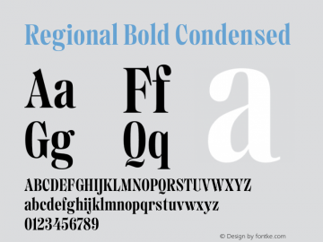 Regional Bold Condensed Version 1.000 Font Sample