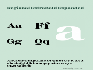 Regional ExtraBold Expanded Version 1.000 Font Sample