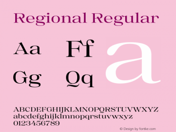 Regional Regular Version 1.000 Font Sample