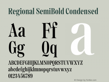 Regional SemiBold Condensed Version 1.000图片样张