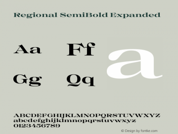 Regional SemiBold Expanded Version 1.000 Font Sample