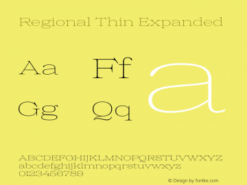 Regional Thin Expanded Version 1.000 Font Sample