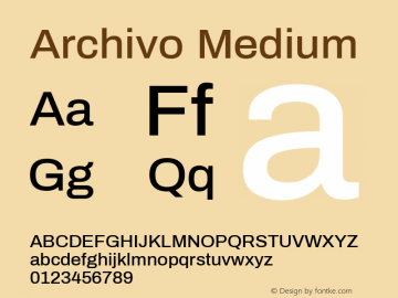 Archivo Medium Version 1.002 Font Sample
