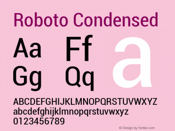 Roboto Condensed Version 1.00000; 2011 Font Sample