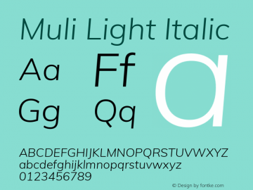 Muli Light Italic Version 2.001图片样张
