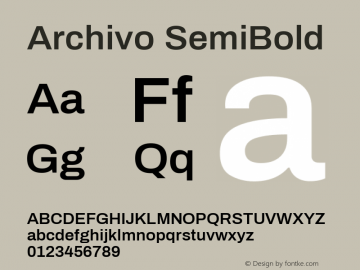 Archivo SemiBold Version 1.002 Font Sample