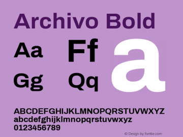 Archivo Bold Version 1.002 Font Sample