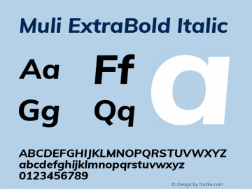 Muli ExtraBold Italic Version 2.001 Font Sample