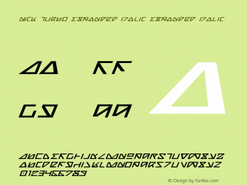 Nick Turbo Expanded Italic Expanded Italic 1 Font Sample