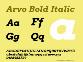 Arvo Bold Italic Version 1.005 2010 beta release图片样张