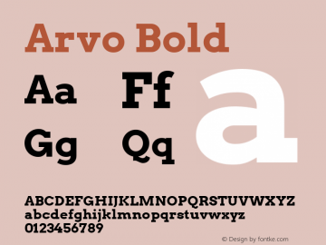 Arvo Bold Version 2.001 2013 Font Sample